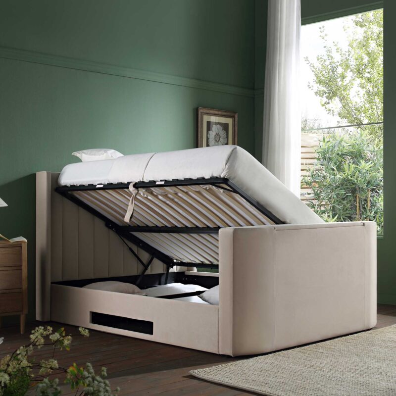 Wilton Champagne Velvet Ottoman TV Bed - Image 3