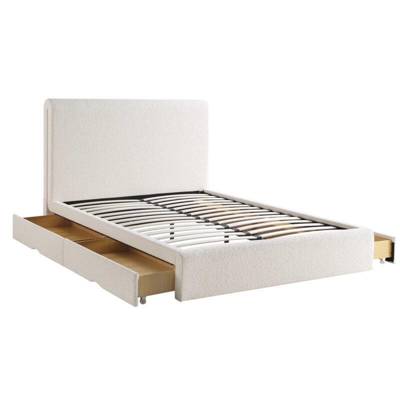 Hampstead Ecru Boucle Curved Bed with 4-Drawer Storage - Image 8