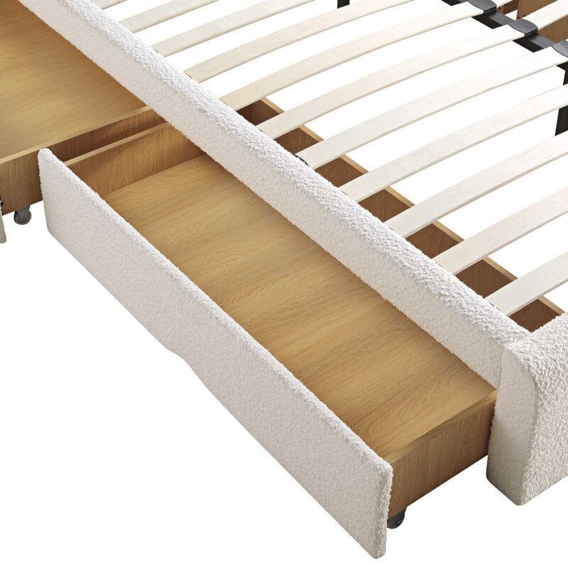 Hampstead Ecru Boucle Curved Bed with 4-Drawer Storage - Image 12
