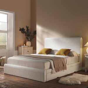 Hampstead Ecru Boucle Curved Bed with 4-Drawer Storage