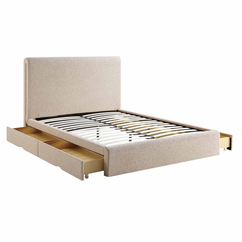 Hampstead Taupe Boucle Curved Bed with 4-Drawer Storage - Image 7