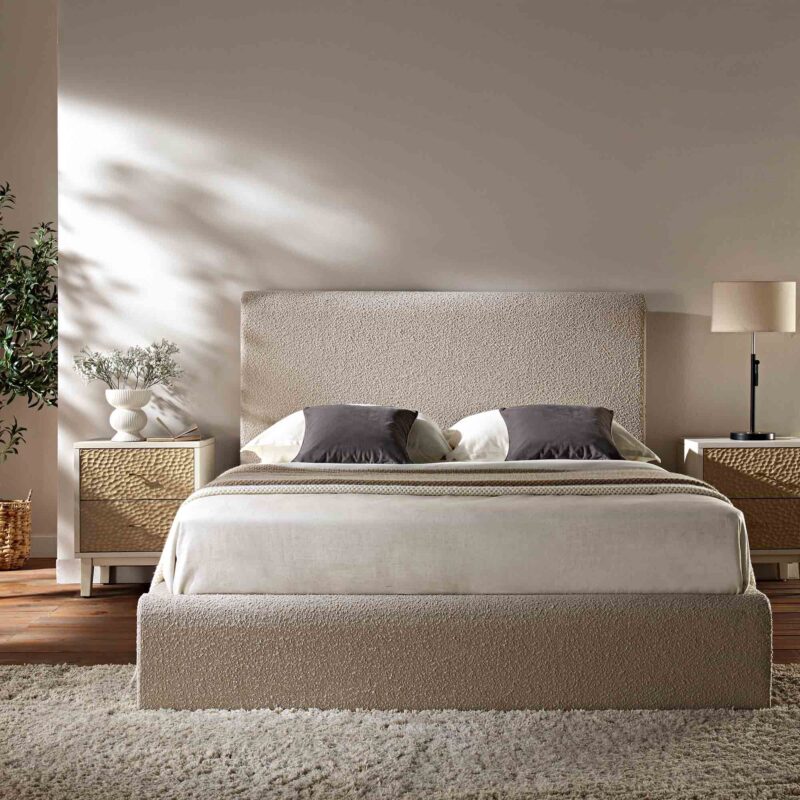 Hampstead Taupe Boucle Curved Bed with 4-Drawer Storage - Image 3