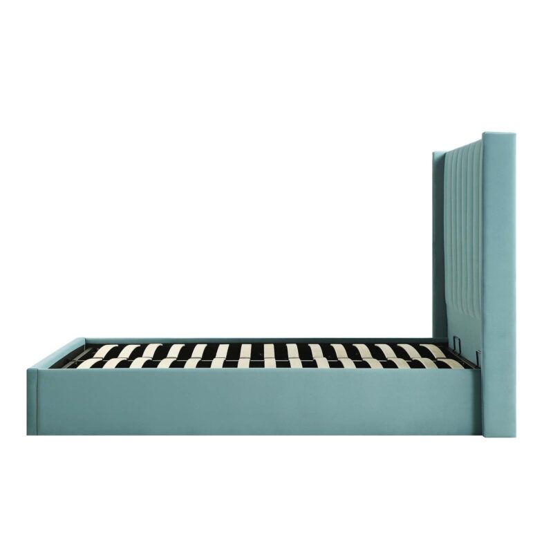 Wilton Seafoam Blue Velvet Ottoman Storage Bed - Image 9