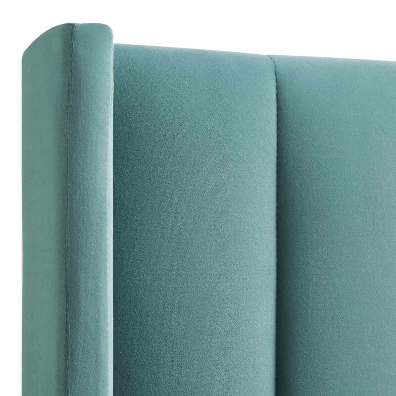 Wilton Seafoam Blue Velvet Ottoman Storage Bed - Image 12