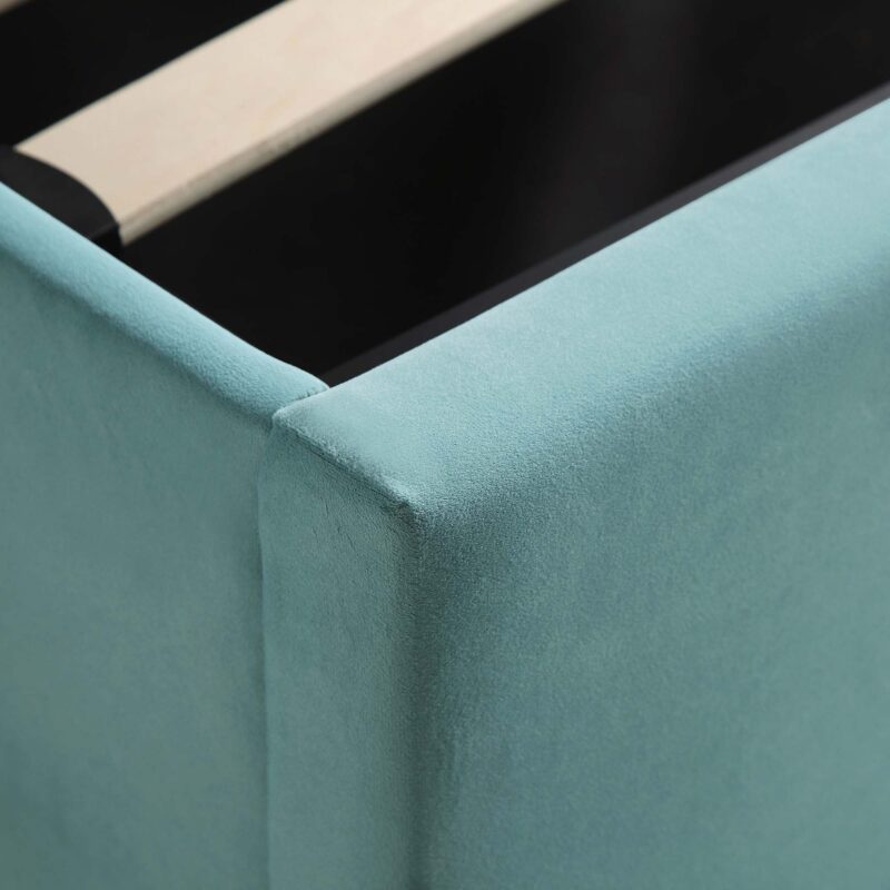 Wilton Seafoam Blue Velvet Ottoman Storage Bed - Image 14