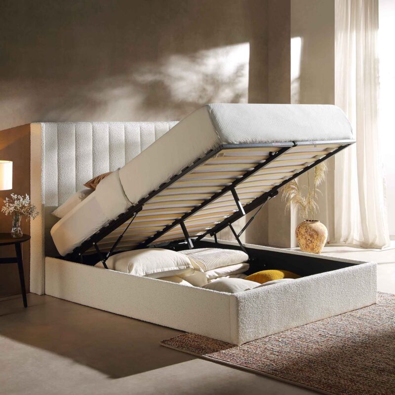 Wilton White Boucle Ottoman Storage Bed - Image 2