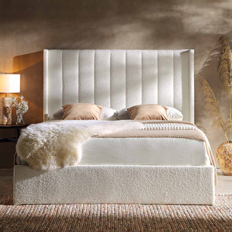 Wilton White Boucle Ottoman Storage Bed - Image 3