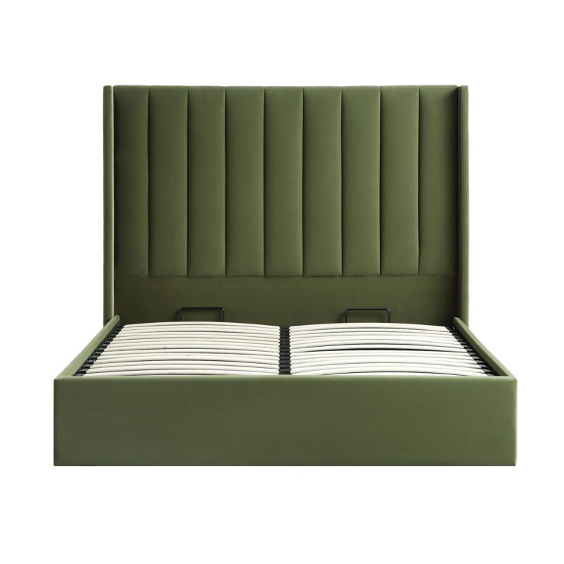 Wilton Moss Green Velvet Ottoman Storage Bed - Image 5