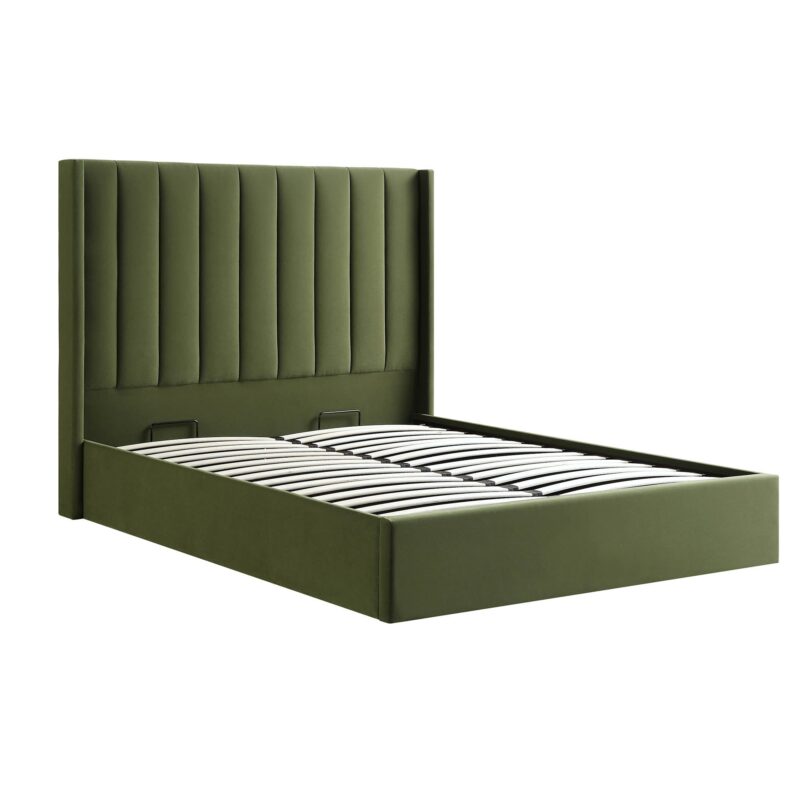 Wilton Moss Green Velvet Ottoman Storage Bed - Image 6