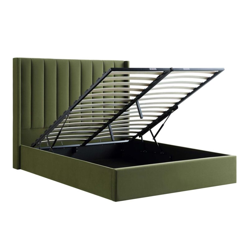 Wilton Moss Green Velvet Ottoman Storage Bed - Image 8
