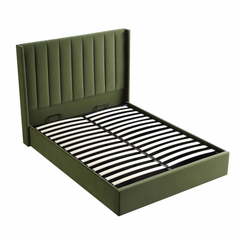 Wilton Moss Green Velvet Ottoman Storage Bed - Image 9