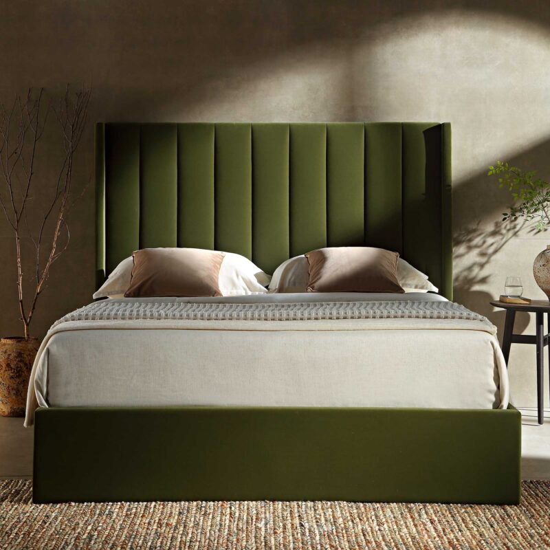 Wilton Moss Green Velvet Ottoman Storage Bed - Image 2