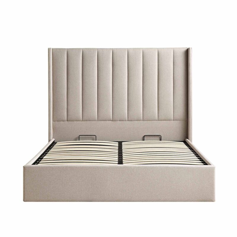 Wilton Warm Stone Fabric Ottoman Storage Bed - Image 5