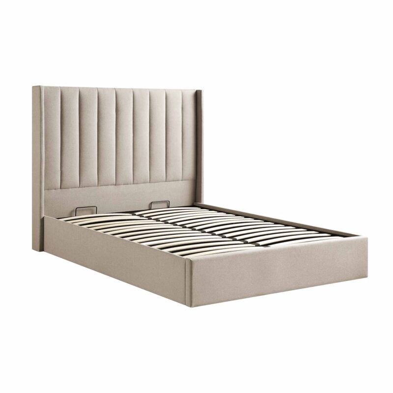 Wilton Warm Stone Fabric Ottoman Storage Bed - Image 6