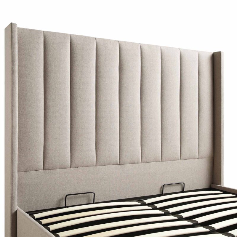 Wilton Warm Stone Fabric Ottoman Storage Bed - Image 11
