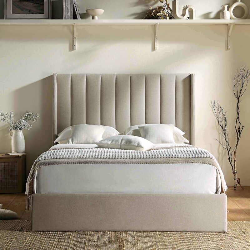 Wilton Warm Stone Fabric Ottoman Storage Bed - Image 3