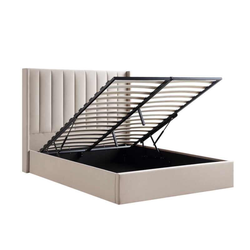 Wilton Champagne Velvet Ottoman Storage Bed - Image 8