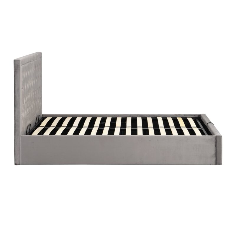Hartwell Upholstered Ottoman Storage Bed with Nailhead Trim Headboard (Grey Velvet) - Image 6