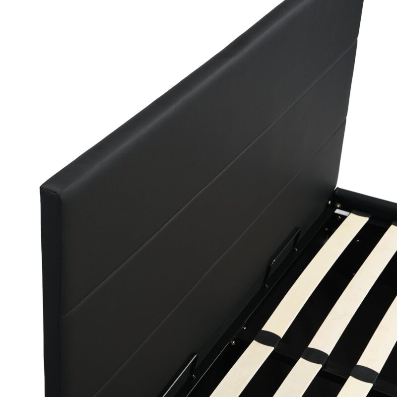 Buxton Faux Leather End Opening Ottoman Storage Bed Frame with Muti-colour LED Light Strip (Black PU) - Image 8