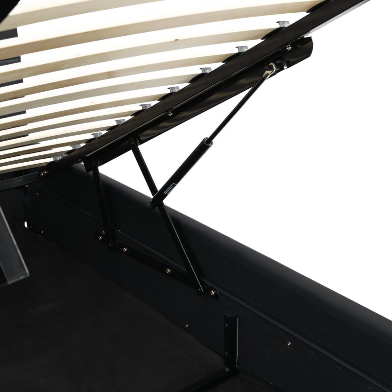 Buxton Faux Leather End Opening Ottoman Storage Bed Frame with Muti-colour LED Light Strip (Black PU) - Image 9