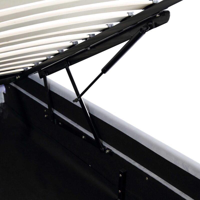 Buxton End Opening Ottoman Storage Bed Frame with Multi-colour LED Light Strip (Light Grey Velvet) - Image 11