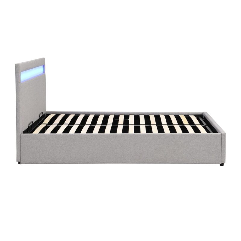 Pimlico End Opening Ottoman Storage Bed Frame with Muti-colour LED Headboard (Grey Fabric) - Image 6