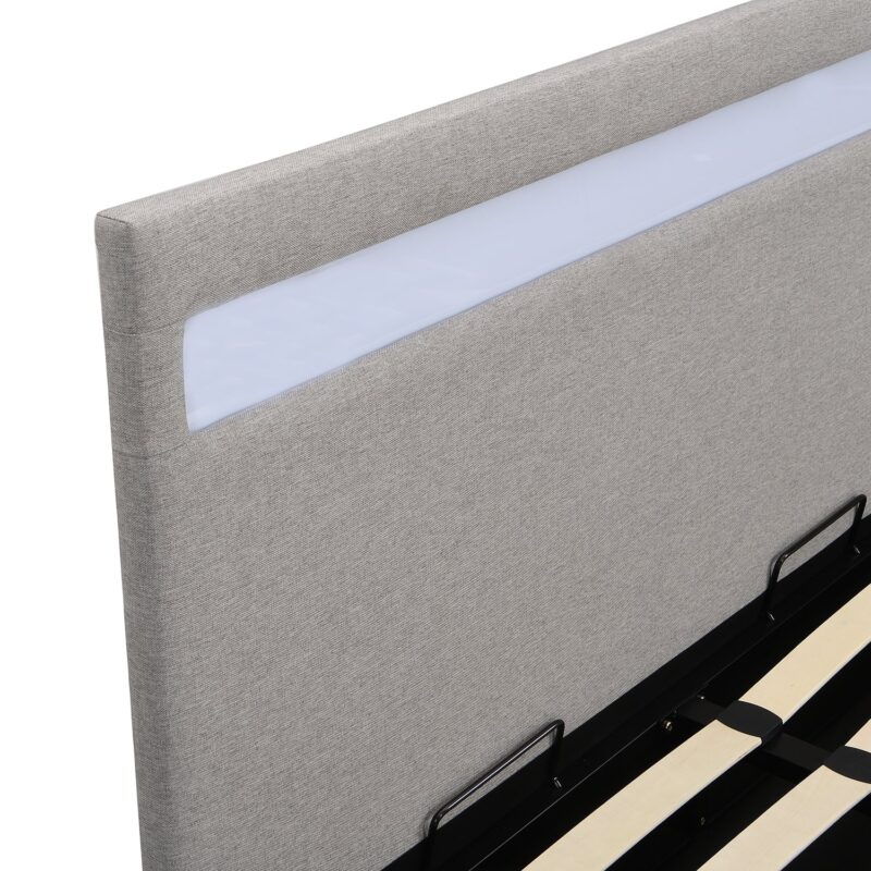 Pimlico End Opening Ottoman Storage Bed Frame with Muti-colour LED Headboard (Grey Fabric) - Image 7