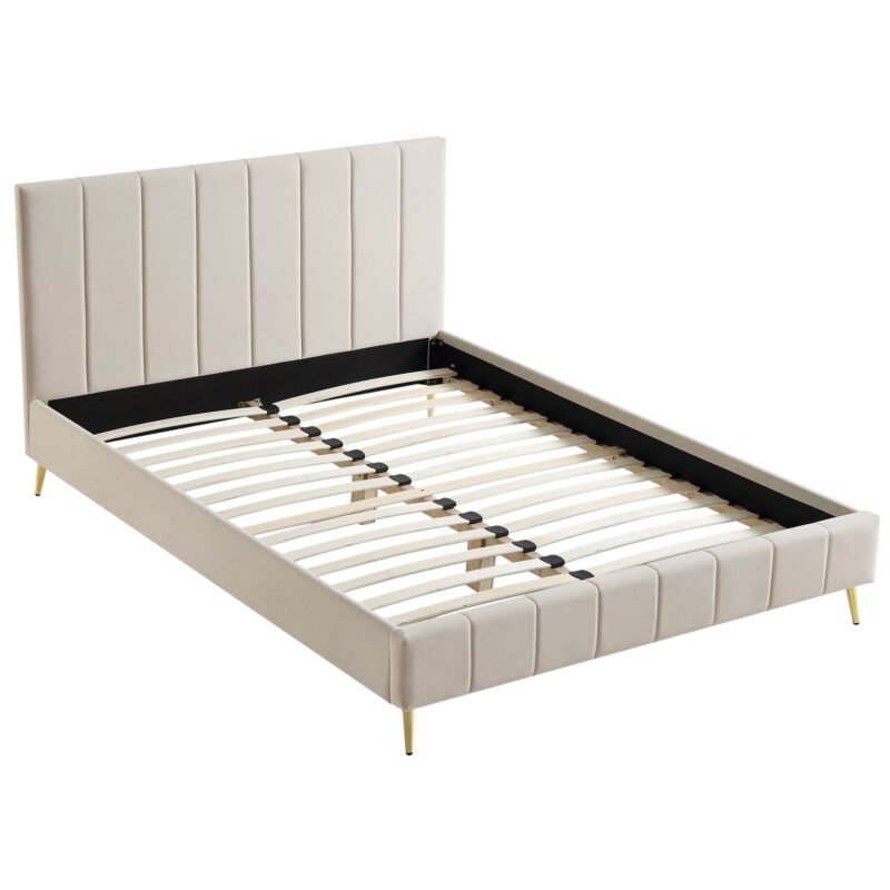 Sylvie Velvet Upholstered Bed Frame with Golden Chrome Legs, Champagne Velvet - Image 4