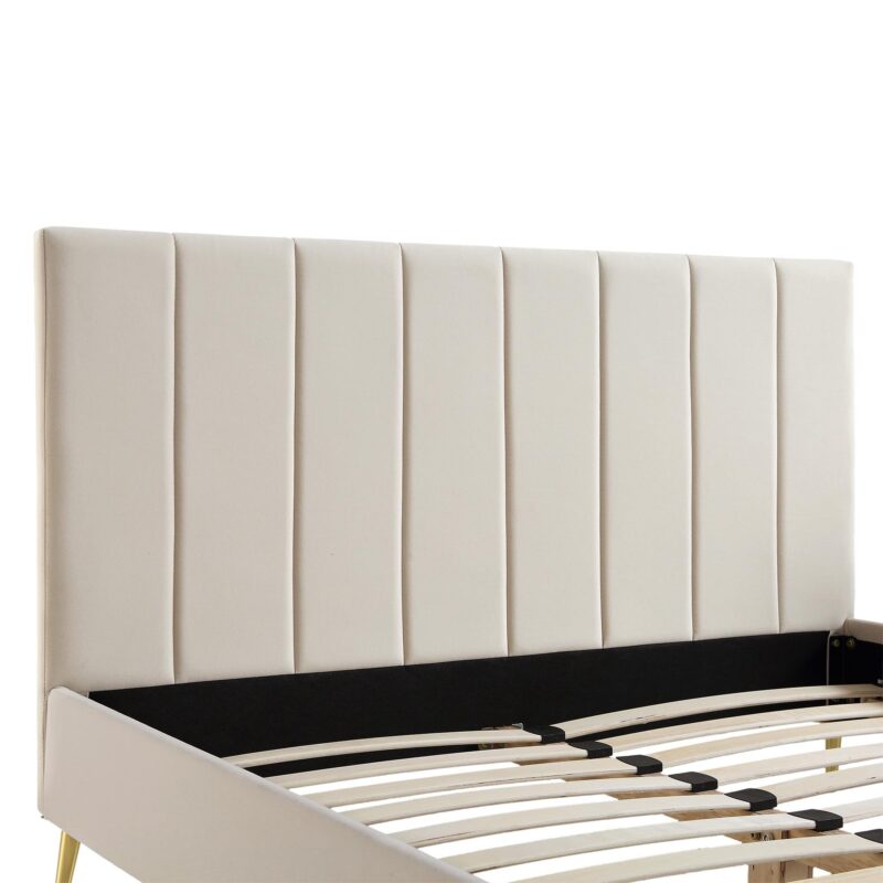 Sylvie Velvet Upholstered Bed Frame with Golden Chrome Legs, Champagne Velvet - Image 8