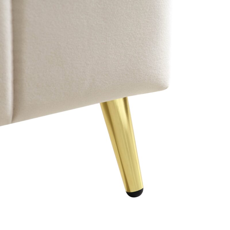 Sylvie Velvet Upholstered Bed Frame with Golden Chrome Legs, Champagne Velvet - Image 10