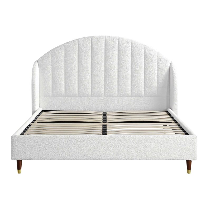 Eleanor White Boucle Upholstered Bed Frame with Domed Headboard - Image 4