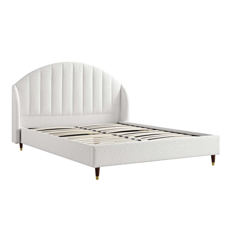 Eleanor White Boucle Upholstered Bed Frame with Domed Headboard - Image 5
