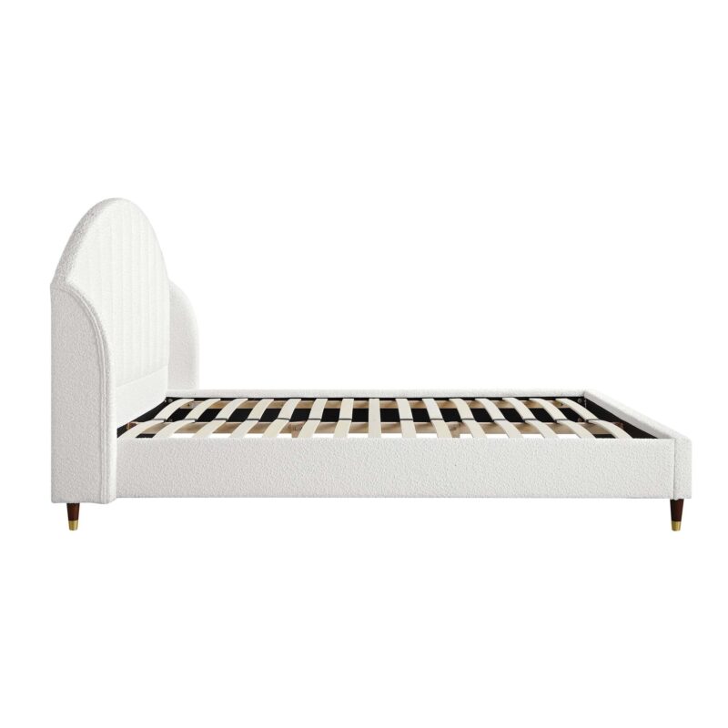 Eleanor White Boucle Upholstered Bed Frame with Domed Headboard - Image 8
