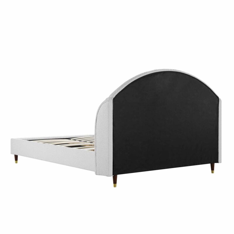 Eleanor White Boucle Upholstered Bed Frame with Domed Headboard - Image 9