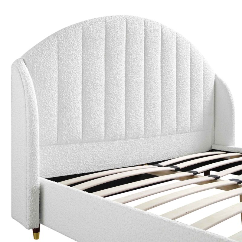 Eleanor White Boucle Upholstered Bed Frame with Domed Headboard - Image 10