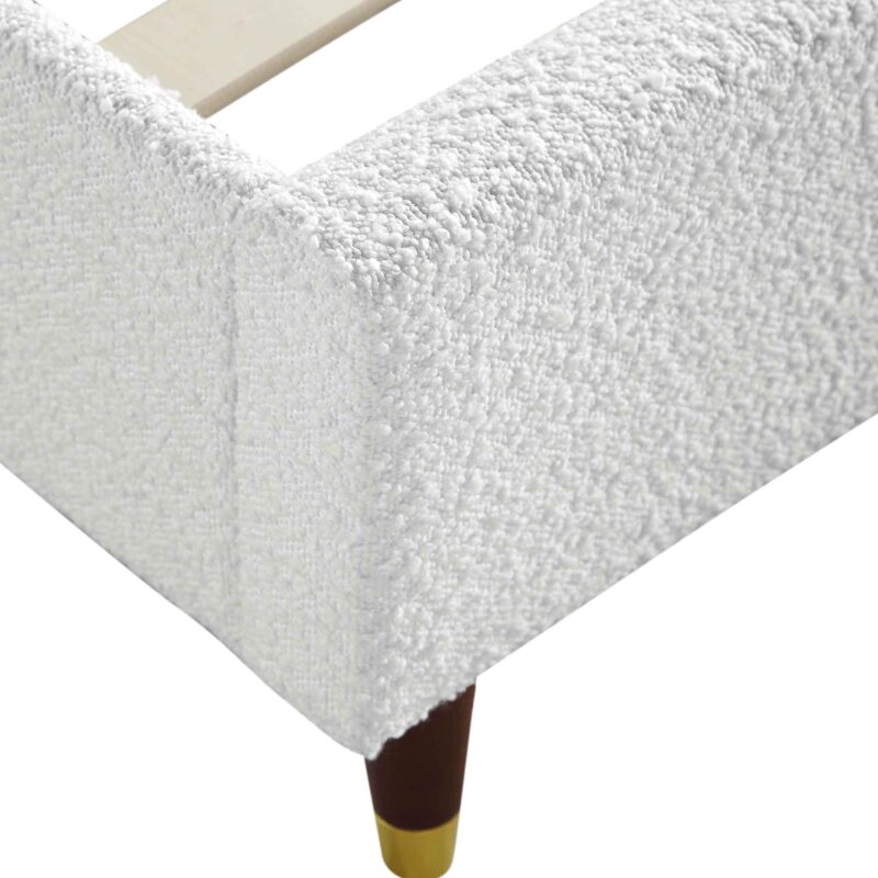 Eleanor White Boucle Upholstered Bed Frame with Domed Headboard - Image 12