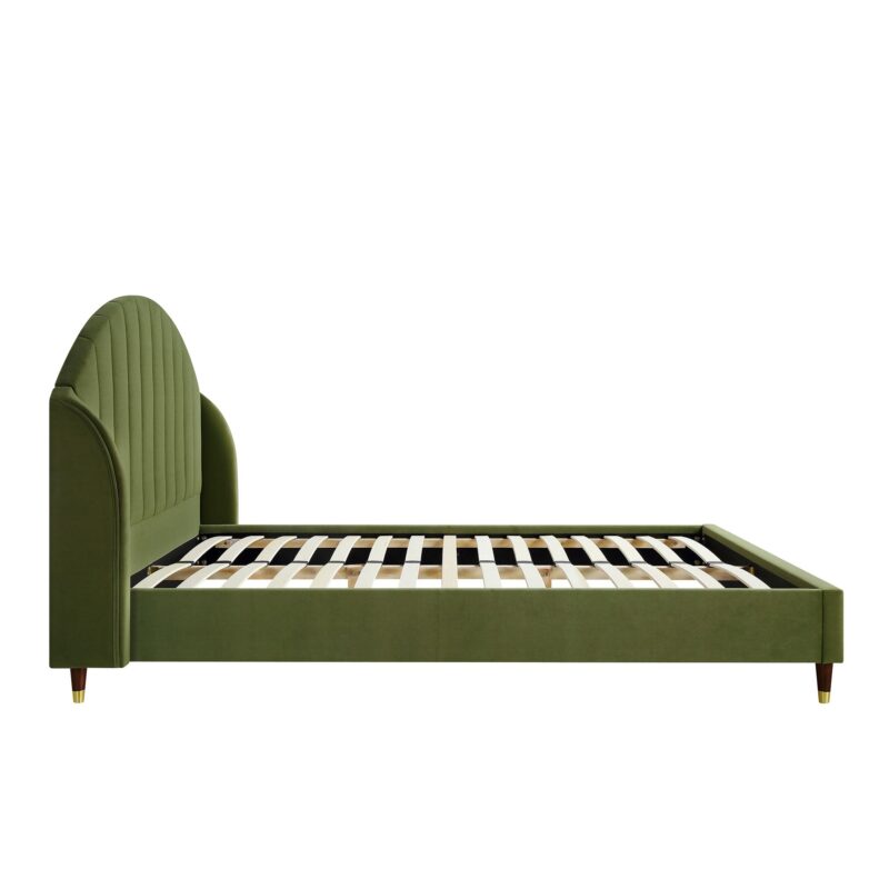 Eleanor Moss Green Velvet Upholstered Bed Frame with Domed Headboard - Image 8