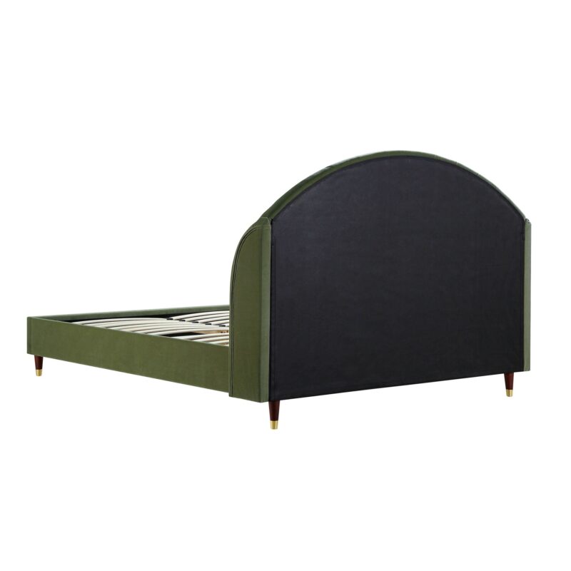 Eleanor Moss Green Velvet Upholstered Bed Frame with Domed Headboard - Image 9