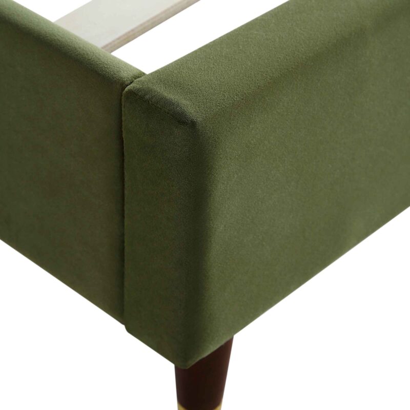 Eleanor Moss Green Velvet Upholstered Bed Frame with Domed Headboard - Image 12
