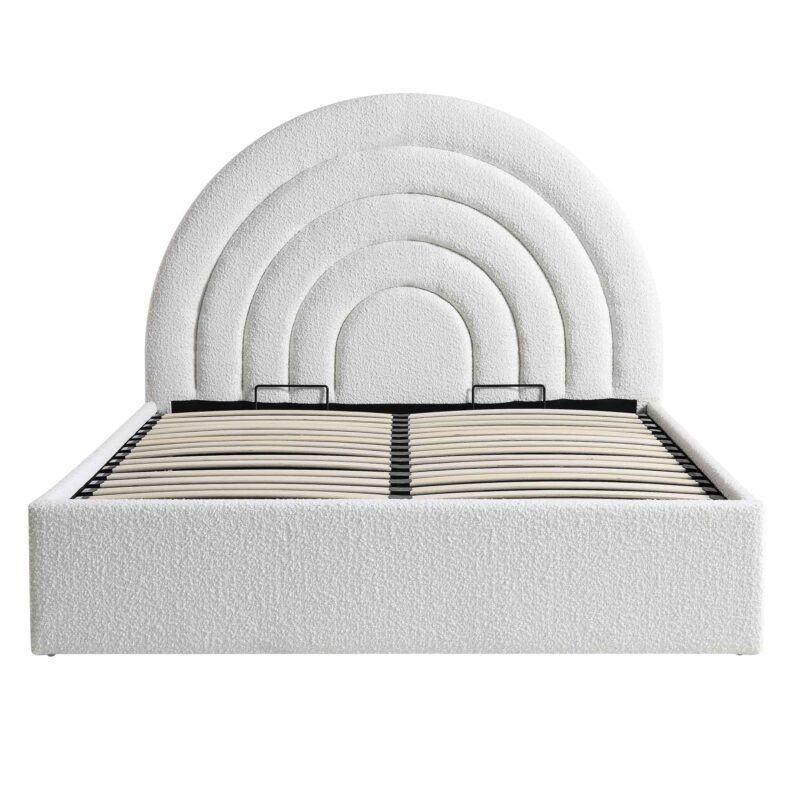 Archer White Boucle Ottoman Storage Bed - Image 3