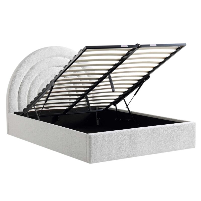 Archer White Boucle Ottoman Storage Bed - Image 4