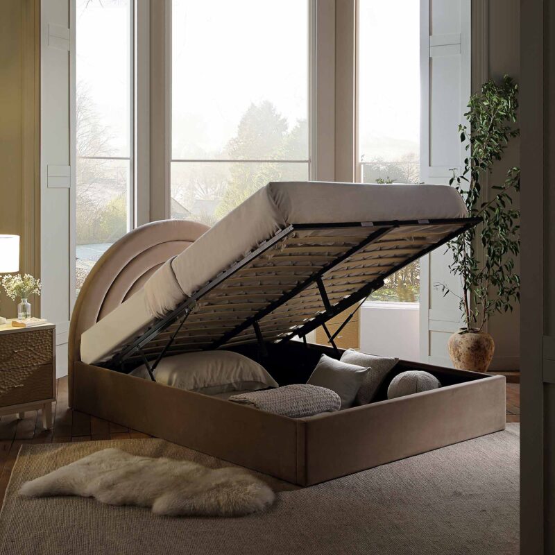 Archer Mink Velvet Ottoman Storage Bed - Image 2