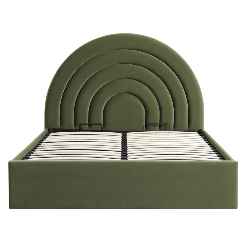 Archer Moss Green Velvet Ottoman Storage Bed - Image 3
