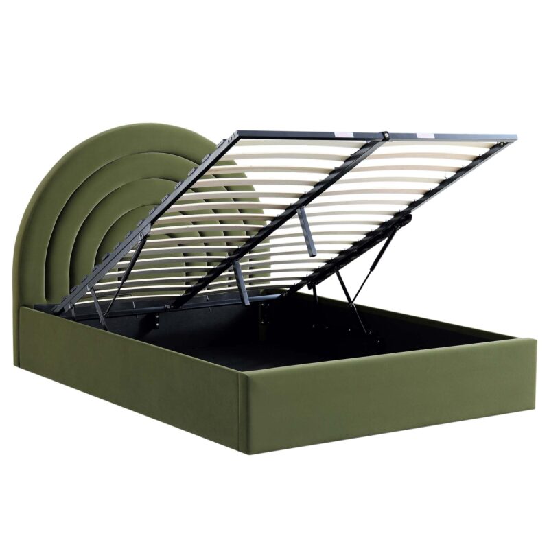 Archer Moss Green Velvet Ottoman Storage Bed - Image 4