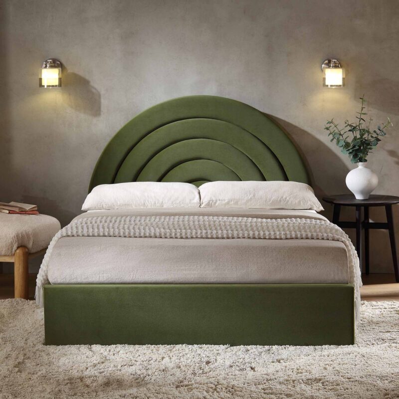 Archer Moss Green Velvet Ottoman Storage Bed - Image 2
