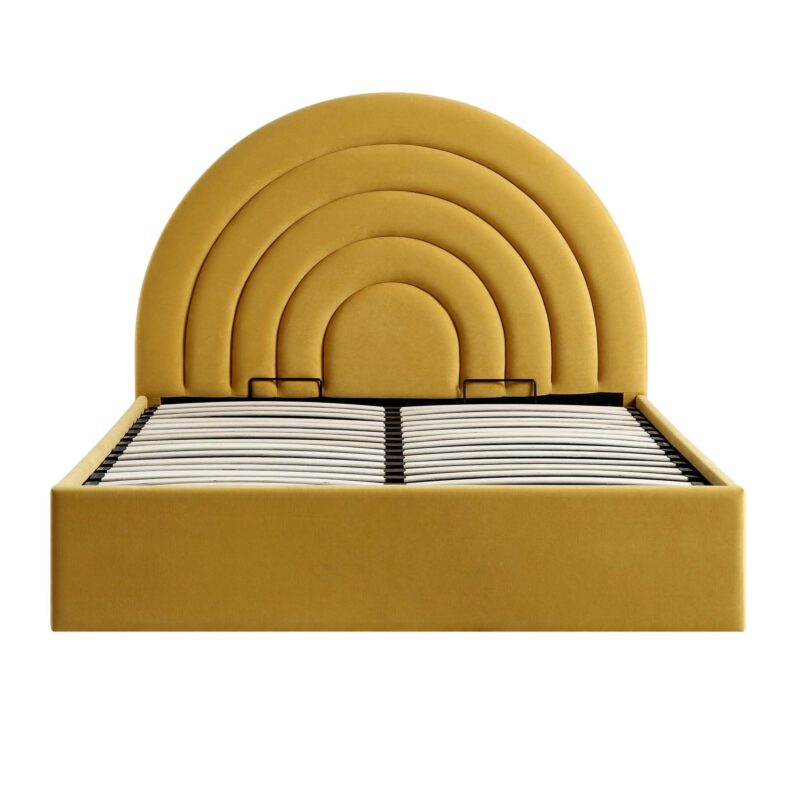 Archer Mustard Yellow Velvet Ottoman Storage Bed - Image 5