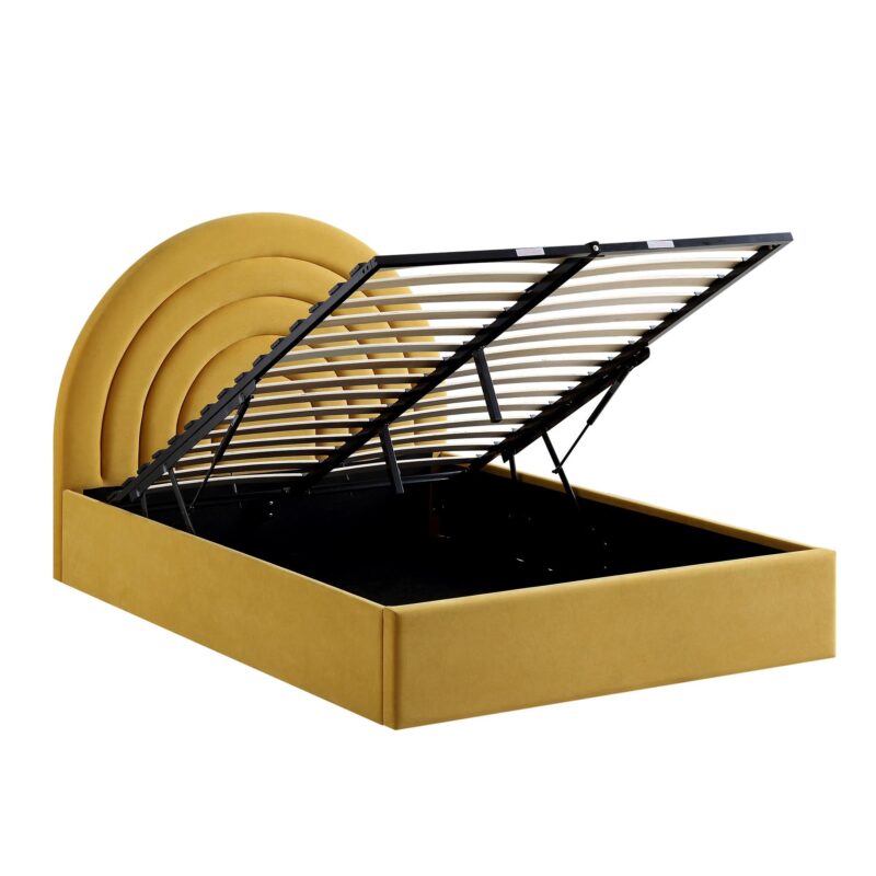 Archer Mustard Yellow Velvet Ottoman Storage Bed - Image 7