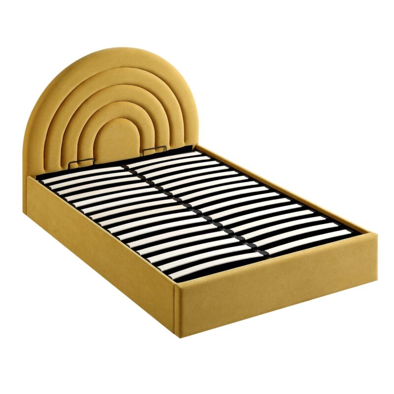 Archer Mustard Yellow Velvet Ottoman Storage Bed - Image 8