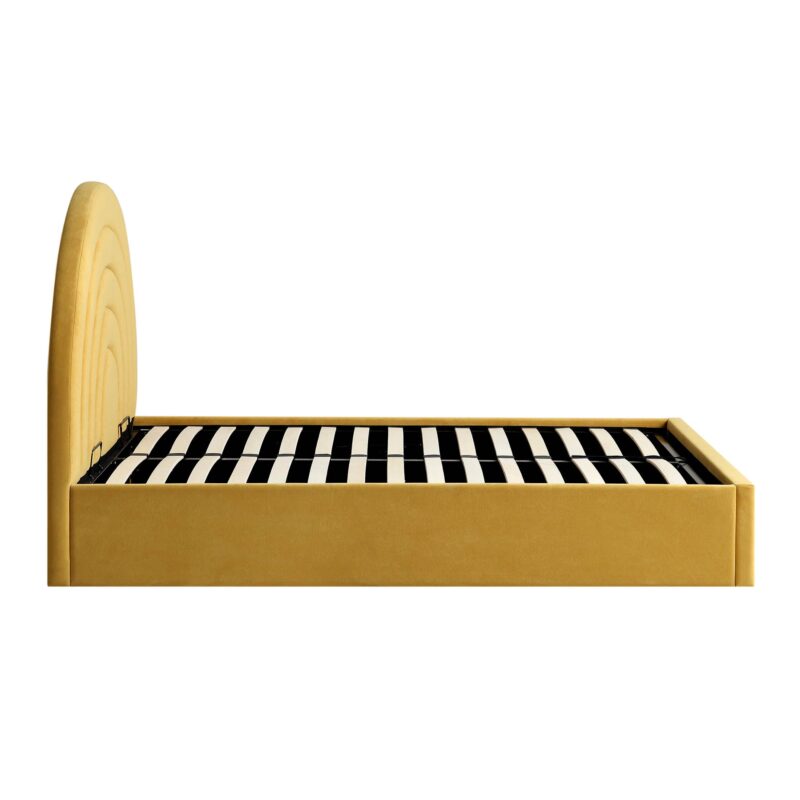 Archer Mustard Yellow Velvet Ottoman Storage Bed - Image 9