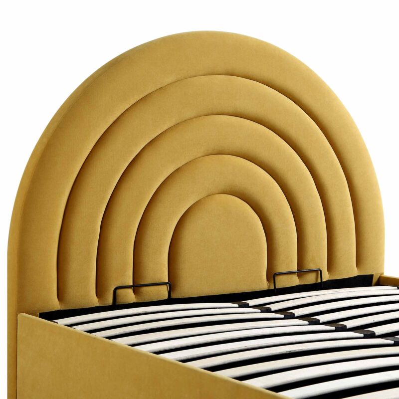 Archer Mustard Yellow Velvet Ottoman Storage Bed - Image 10